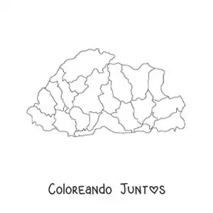 Imagen para colorear de mapa político de Bután