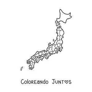 Imagen para colorear de mapa político de Japón