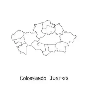 Imagen para colorear de mapa político de Kazajistán