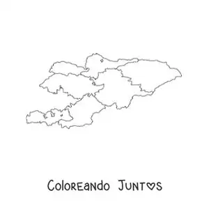 Imagen para colorear de mapa político de Kirguistán