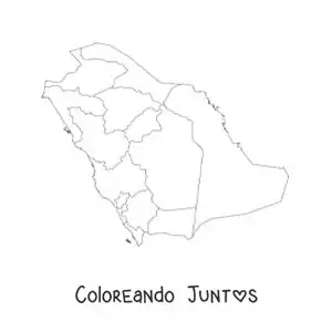Imagen para colorear de mapa político de Arabia Saudita
