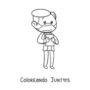 Imagen para colorear de un doctor kawaii animado con mascarilla