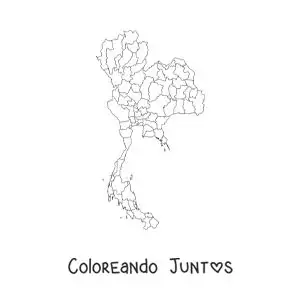 Imagen para colorear de mapa político de Tailandia