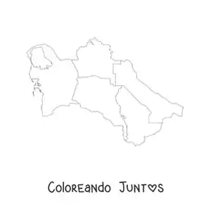 Imagen para colorear de mapa político de Turkmenistán