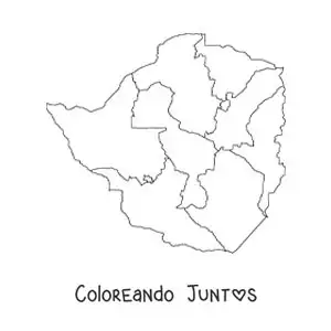 Imagen para colorear de mapa político de Zimbabue