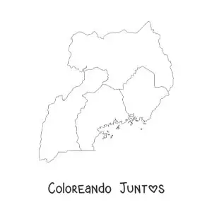 Imagen para colorear de mapa político de Uganda
