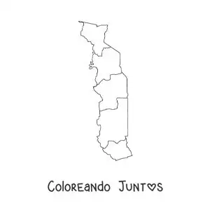 Imagen para colorear de mapa político de Togo