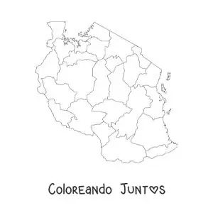 Imagen para colorear de mapa político de Tanzania