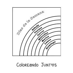 Imagen para colorear de arcoíris con los días de la semana para niños