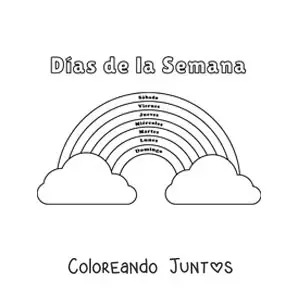 Imagen para colorear de arcoíris para aprender los días de la semana para niños