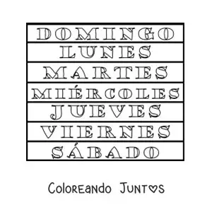 Imagen para colorear de los días de la semana para niños
