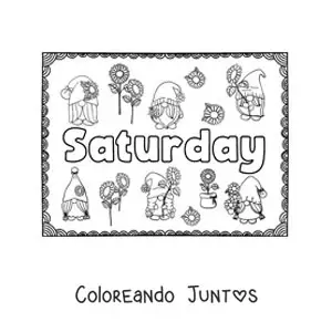 Imagen para colorear de cartel de saturday con dibujos animados
