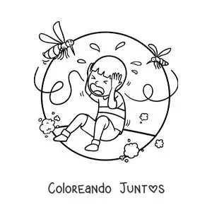 Imagen para colorear de un mosquito picando a un niño