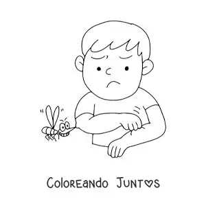 Imagen para colorear de un zancudo picando a un niño