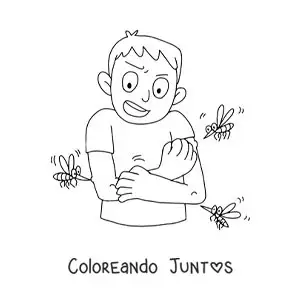 Imagen para colorear de un zancudo del dengue picando a un niño