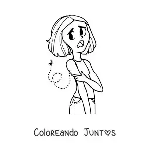 Imagen para colorear de una chica con una picada de un zancudo