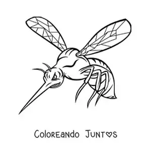 Imagen para colorear de un mosquito aedes aegypti animado furioso