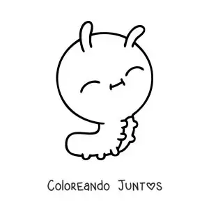 Imagen para colorear de una oruga kawaii