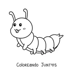 Imagen para colorear de una oruga animada kawaii