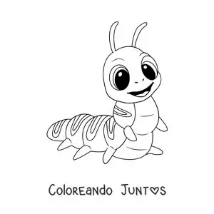Imagen para colorear de una oruga sonriente en caricatura