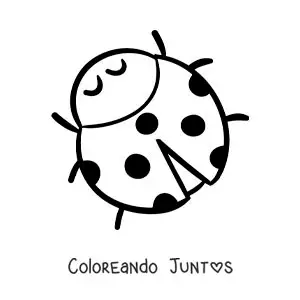 Imagen para colorear de una mariquita animada grande fácil