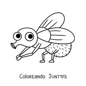 Imagen para colorear de una mosca animada graciosa limpiando sus patas