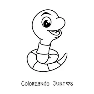 Imagen para colorear de lombriz animada grande