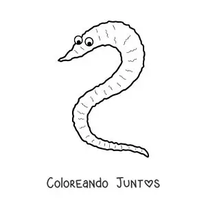 Imagen para colorear de gusano gracioso animado