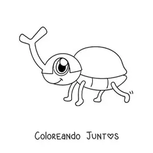 Imagen para colorear de escarabajo rinoceronte kawaii animado