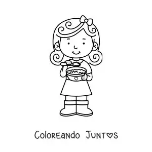Imagen para colorear de Ricitos de Oro comiendo avena