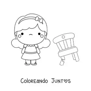 Imagen para colorear de Ricitos de Oro y la silla rota