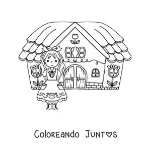 Imagen para colorear de Ricitos de Oro en la casa de los tres osos