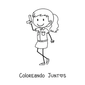 Imagen para colorear de una caricatura de una mujer policía armada
