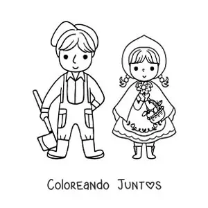 Imagen para colorear de Caperucita Roja y el leñador
