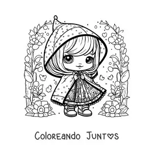 Imagen para colorear de Caperucita Roja kawaii