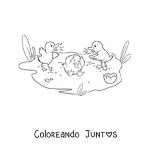 Imagen para colorear de el Patito Feo rechazado por sus hermanos