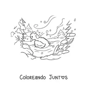 Imagen para colorear de el Patito Feo solo y triste
