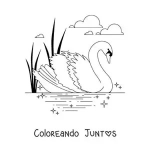 Imagen para colorear de el Patito Feo convertido en cisne
