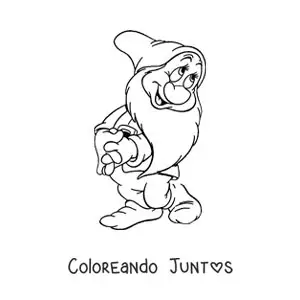 Imagen para colorear de el enanito Tímido animado