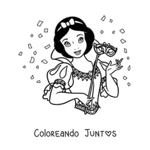 Imagen para colorear de Blancanieves con una máscara