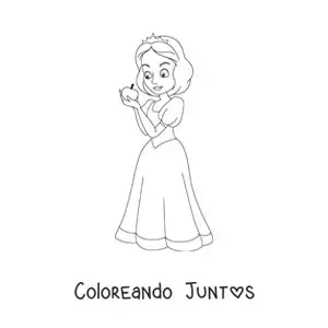 Imagen para colorear de Blancanieves mordiendo la manzana