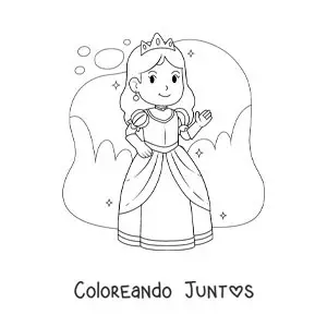 Imagen para colorear de Cenicienta en el baile con su vestido