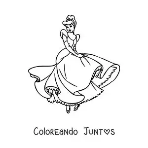 Imagen para colorear de Cenicienta bailando