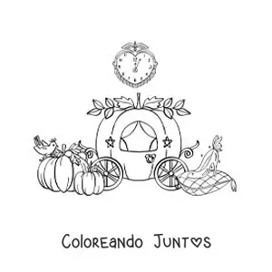 Imagen para colorear de el carruaje de calabaza de Cenicienta