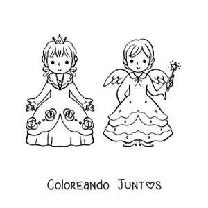 Imagen para colorear de Cenicienta y su hada madrina