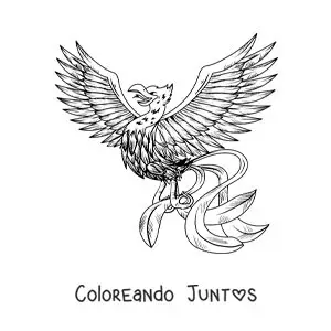Imagen para colorear de un ave fénix