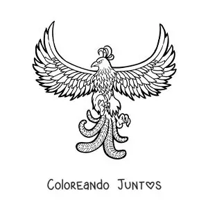 Imagen para colorear de un ave fénix volando