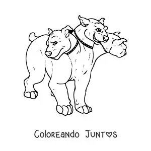 Imagen para colorear de Cerbero de tres cabezas animado