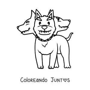 Imagen para colorear de Cerbero animado kawaii