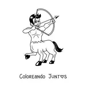 Imagen para colorear de centauro arquero animado
